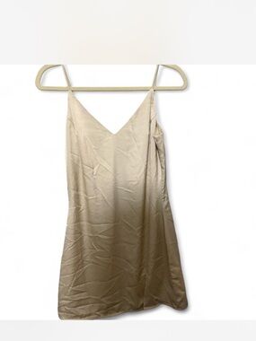 Fashion Nova Satin Mini Dress in Champagne Beige